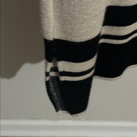 Sleeveless Cream Knit Midi Dress with Black Stripes - Picture 6 of 8